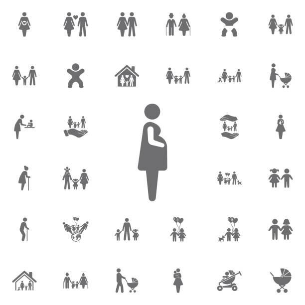 Pregnant woman icon vector illustration. Set of family icons Pregnant woman icon vector illustration on white background. Set of family icons pregnant icons stock illustrations