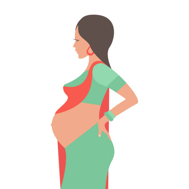 pregnant woman A pregnant woman of Hindu appearance. Pregnant girl, future mom. Vector illustration. pregnant clipart stock illustrations
