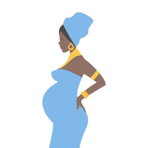 ilustrações de stock, clip art, desenhos animados e ícones de pregnant woman - black mother