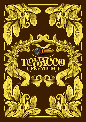 Premium Luxury Menu Cover List Frame Tobacco Cuban Cigar Label