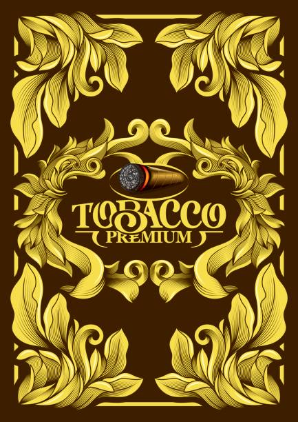 premium luxury menu cover list frame tobacco cuban cigar label - cuba stock illustrations