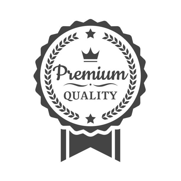 Premium quality label with banner ribbon vector art illustration