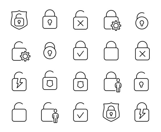 Premium set of lock line icons. Premium set of lock line icons. Simple pictograms pack. Stroke vector illustration on a white background. Modern outline style icons collection. padlock stock illustrations