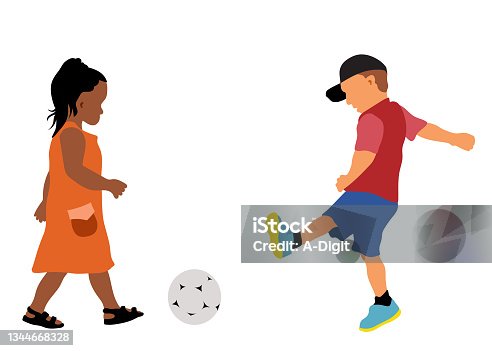 istock Preschool Soccer Play Flat Design Orange 1344668328