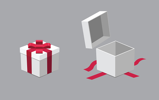 Present Gift Box Wrapped Unwrapped Vector