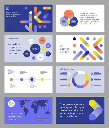 Presentation design template with abstract geometric connection graphics
