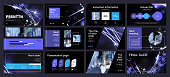 Neon elements on a black background. This template is the best as a business presentation, used in marketing and advertising, the annual report, flyer and banner