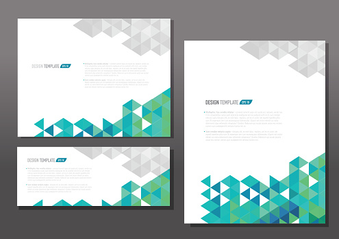 Presentation template set with sample text layout green gray