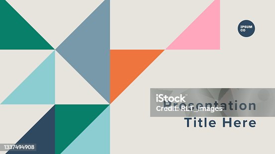 istock Presentation title slide design template with geometric triangle graphics 1337494908