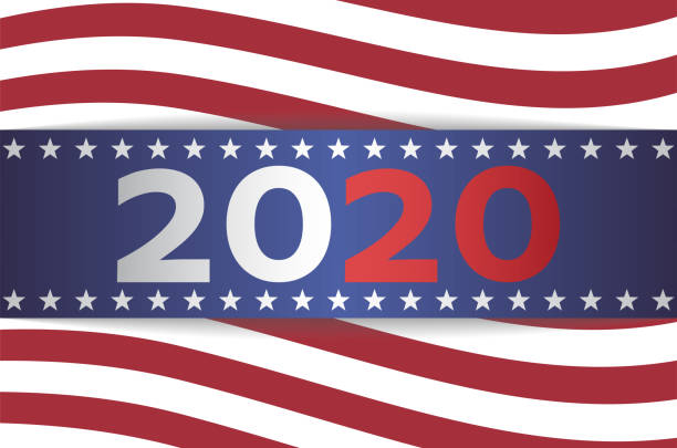 2020 US presidential election banner 2020 US presidential election banner, red stripes on a white background, the inscription on the blue ribbon, blank for poster election stock illustrations