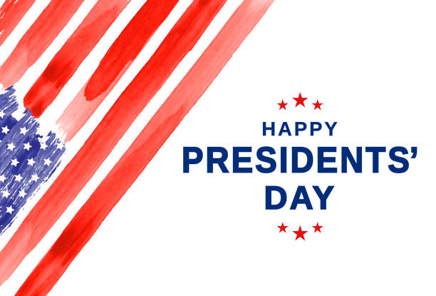 ilustraciones, imágenes clip art, dibujos animados e iconos de stock de día de los presidentes. acuarela bandera de ee.uu. vector - presidents day