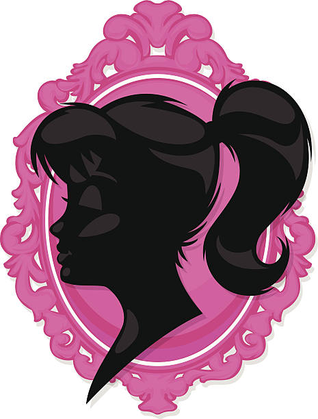 pretty girl cameo cameo in a modern gel style cameo brooch stock illustrations