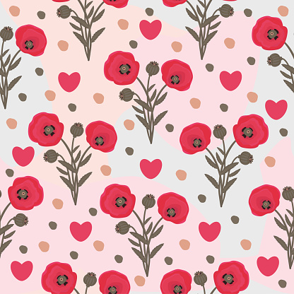 Pretty poppy seamless pattern