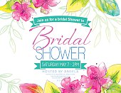 Watercolor Flowers bridal shower Party Invitation Template. There is a room for text. Ideal for bridal or baby showers,wedding invitations, garden party or tea parties. Soft feminine colors.