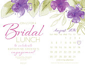 Feminine Watercolor Flowers Bridal Shower Lunch Invitation Template