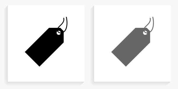 preis tag black and white square icon - preisschild stock-grafiken, -clipart, -cartoons und -symbole