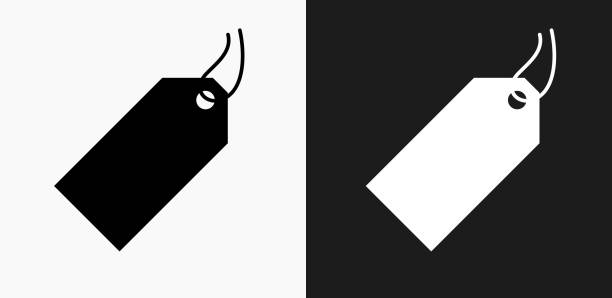 stockillustraties, clipart, cartoons en iconen met prijskaartje pictogram op zwart-wit vector achtergronden - price tag