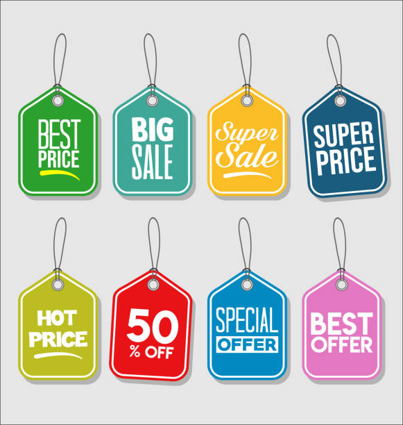 Price tag modern colorful collection Price tag modern colorful collection price illustrations stock illustrations