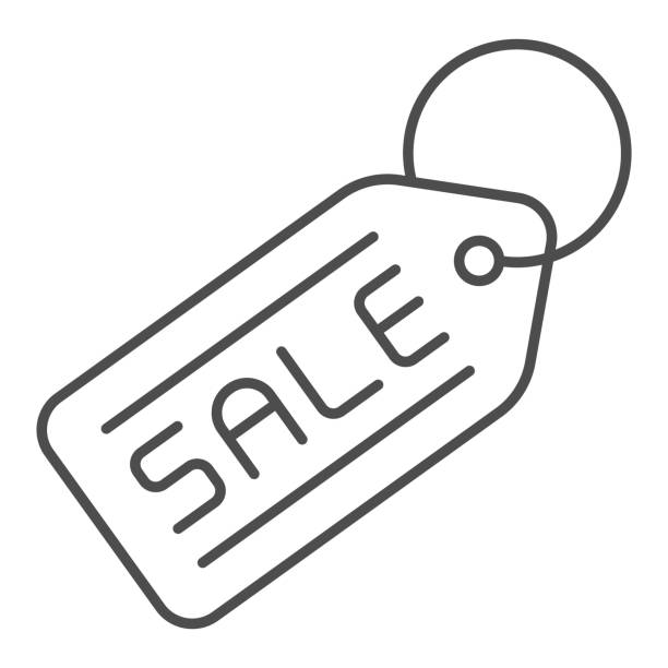 Price tag thin line icon. Sale label vector illustration isolated on white. Discount outline style design, designed for web and app. Eps 10. Price tag thin line icon. Sale label vector illustration isolated on white. Discount outline style design, designed for web and app. Eps 10 labeling illustrations stock illustrations