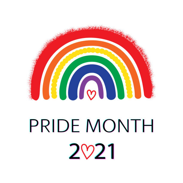 ilustraciones, imágenes clip art, dibujos animados e iconos de stock de bandera del mes del orgullo lgbt 2021, diseño conceptual. bandera arco iris y libertad en blanco. - pride month
