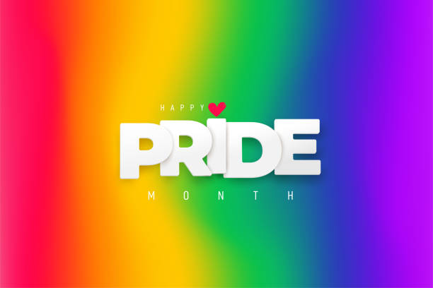 LGBTQ Pride Month. White paper text Pride label on blurred rainbow background. Banner Love is love. Human rights or diversity concept. Template LGBT event banner design. LGBTQ Pride Month. White paper text Pride label on blurred rainbow background. Banner Love is love. Human rights or diversity concept. Template LGBT event banner design. lgbtqia rights stock illustrations