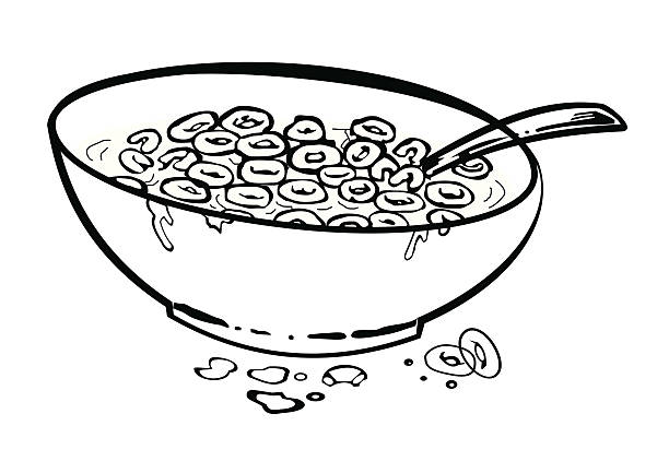 cereal bowl vector clip illustrations illustration prima colazione plate nuotano nella che tazza ciotola latte cereali immerso nel cucchiaio un