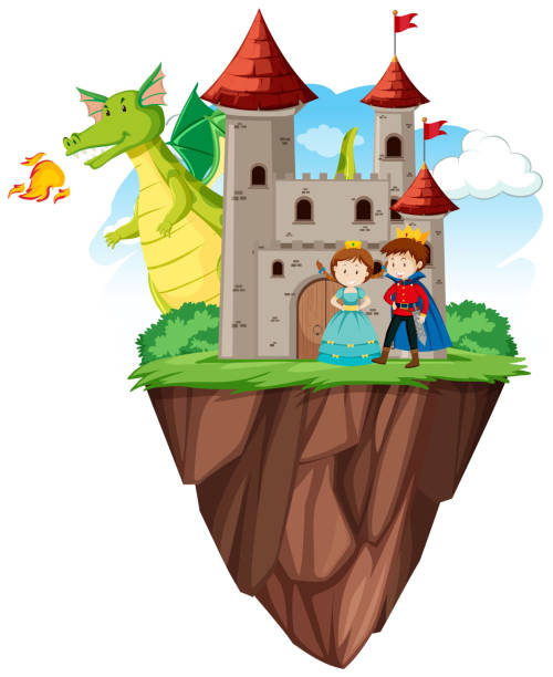 Prince and princess at the castle illustration