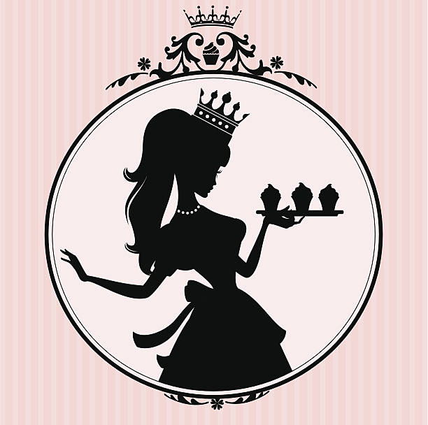 Princess Cupcake Frame A cute princess with cupcakes in a decorative frame. cameo brooch stock illustrations