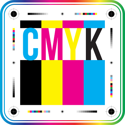 CMYK print colors perfect background. Cyan magenta yellow black sign. CMYK on white background. Vector.
