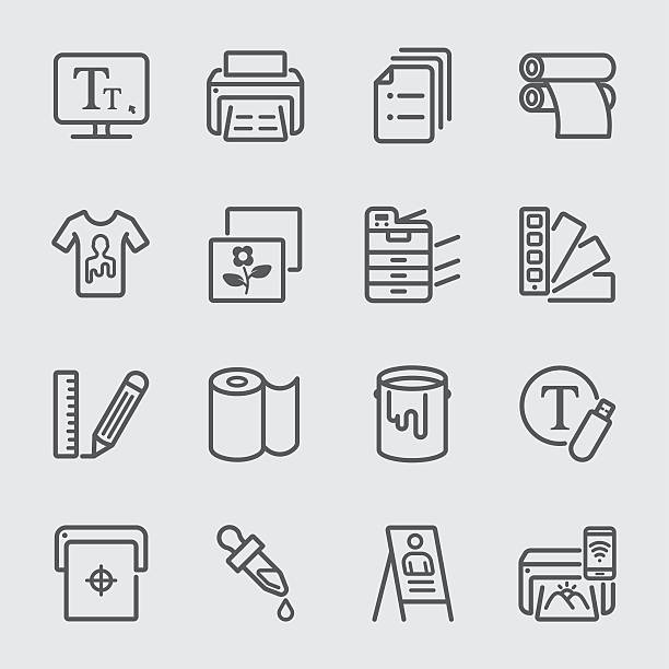 linie-icon - computerausdruck stock-grafiken, -clipart, -cartoons und -symbole