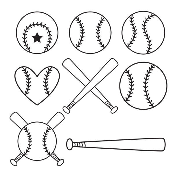 печатать - drawing of a softball team logos stock illustrations.