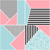 Seamless geometric pattern. retro design. 80s and 90s retro style. Colorful composition for posters, banners. Abstract fashion background. Vector minimalistic illustration. Modern elegant wallpaper.