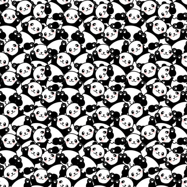Print Cute Panda Seamless Pattern, Animal Background nn girls stock illustrations