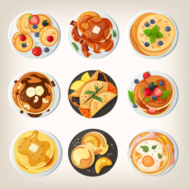 illustrazioni stock, clip art, cartoni animati e icone di tendenza di stampare - pancake