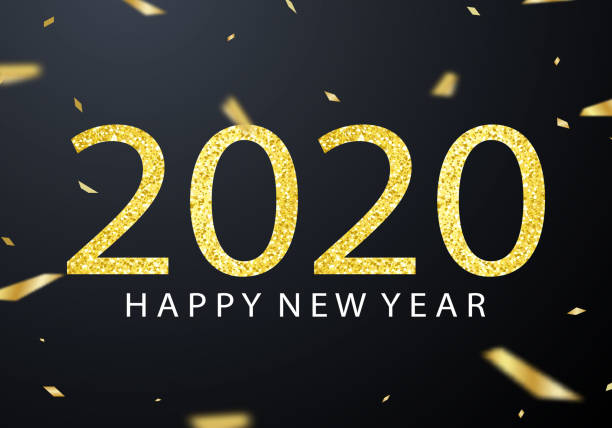 Print Happy New Year 2020 Greeting Card With Golden Font Vector Illustration happy new year card 2016 stock illustrations