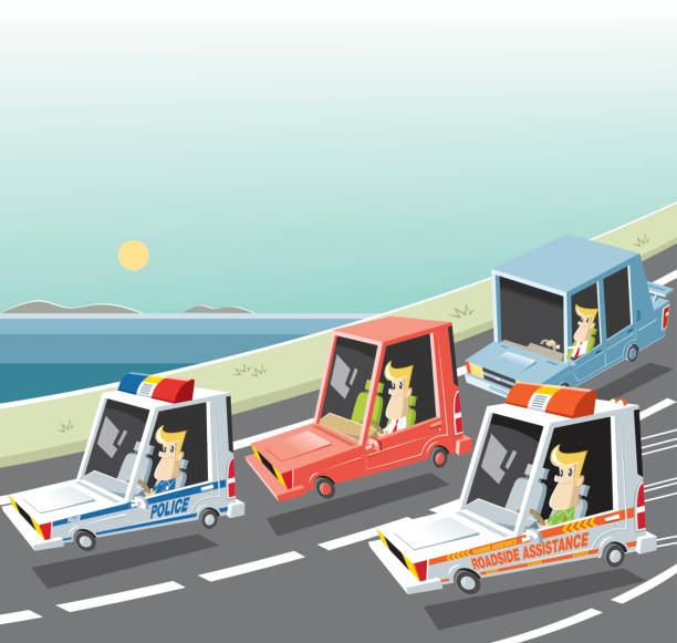 Print easy editable vector... tow truck police stock illustrations