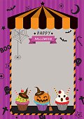 Happy Halloween  cupcakes purple background for party.