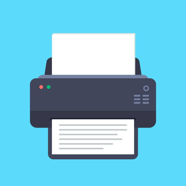 Printer flat icon with long shadow. Top view. Vector illustration. Printer flat icon with long shadow. Top view. Vector illustration. computer printer stock illustrations