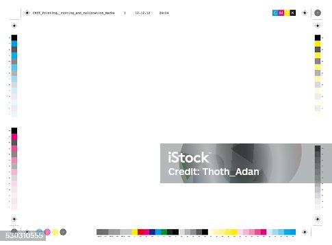 istock CMYK printing, cutting and calibration marks 530310555