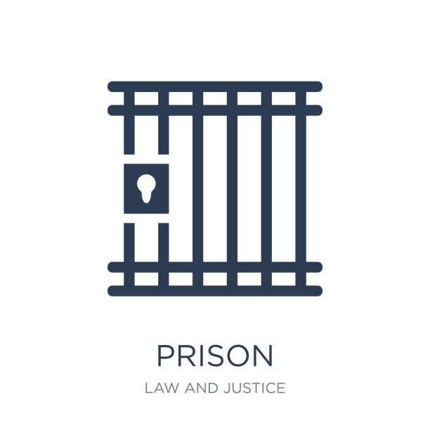 Prison icon. Trendy flat vector Prison icon on white background from law and justice collection Prison icon. Trendy flat vector Prison icon on white background from law and justice collection, vector illustration can be use for web and mobile, eps10 prison stock illustrations
