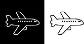 Private Airplane Jet Icon. This 100% royalty free vector illustration is featuring the square button and the main icon is depicted in black and in white with a black icon on it.