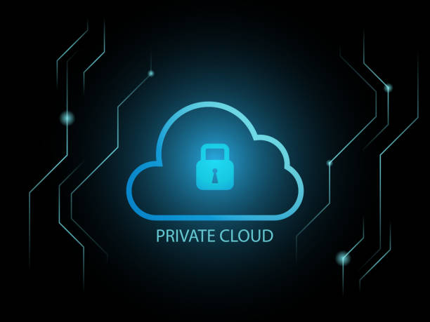 Private Cloud Platform Icon. vector art illustration