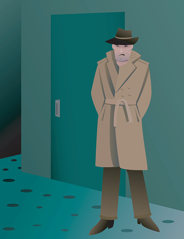 Vector illustration of a film noir style detective. File contains ai8, eps ai8 and a high res jpg. vector