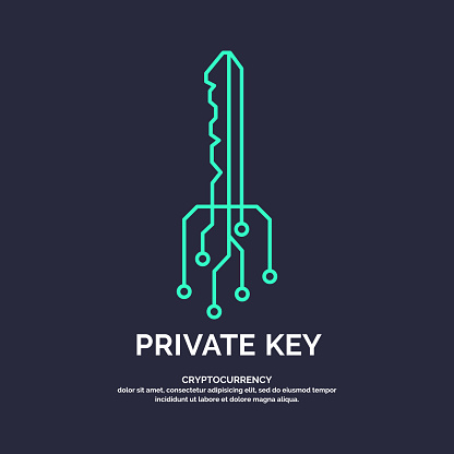 Private key for cryptocurrency. Global Digital technologies. Vector illustration