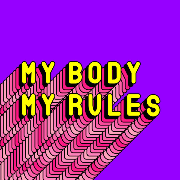 Pro-choice slogan poster "My Body My Rules". Free and safe abortion concept. Feminist quote card, Vector text illustration with pink long shade. Pro-choice slogan poster "My Body My Rules". Free and safe abortion concept. Feminist quote card, Vector text illustration with pink long shade. abortion protest stock illustrations