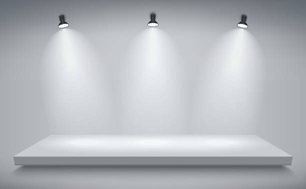 Product presentation podium, white stage, Empty white pedestal, blank template mockup. vector vector art illustration
