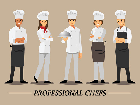 Professional chef set ,Vector illustration cartoon character.