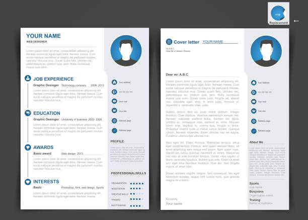 Professional cv, resume template Professional cv, resume template of two pages. A4 size resume template stock illustrations