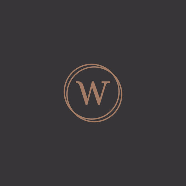 Professional letter W in rounded design frame logo Simple professional letter logo design in a stylish rounded frame in a black background. letter w stock illustrations