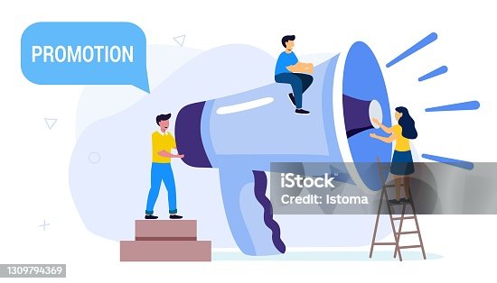 istock Professional speaker with megaphone Tiny people creative trainees or company members listening to the performance to skilled coach or senior colleague Vector illustration flat design style 1309794369